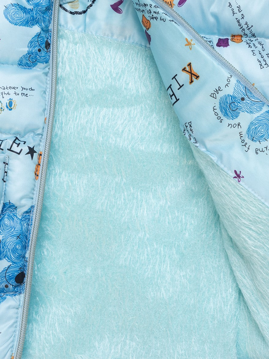 SnowBunny Winter Puffer Jacket with Faux-Fur Hood for baby girls