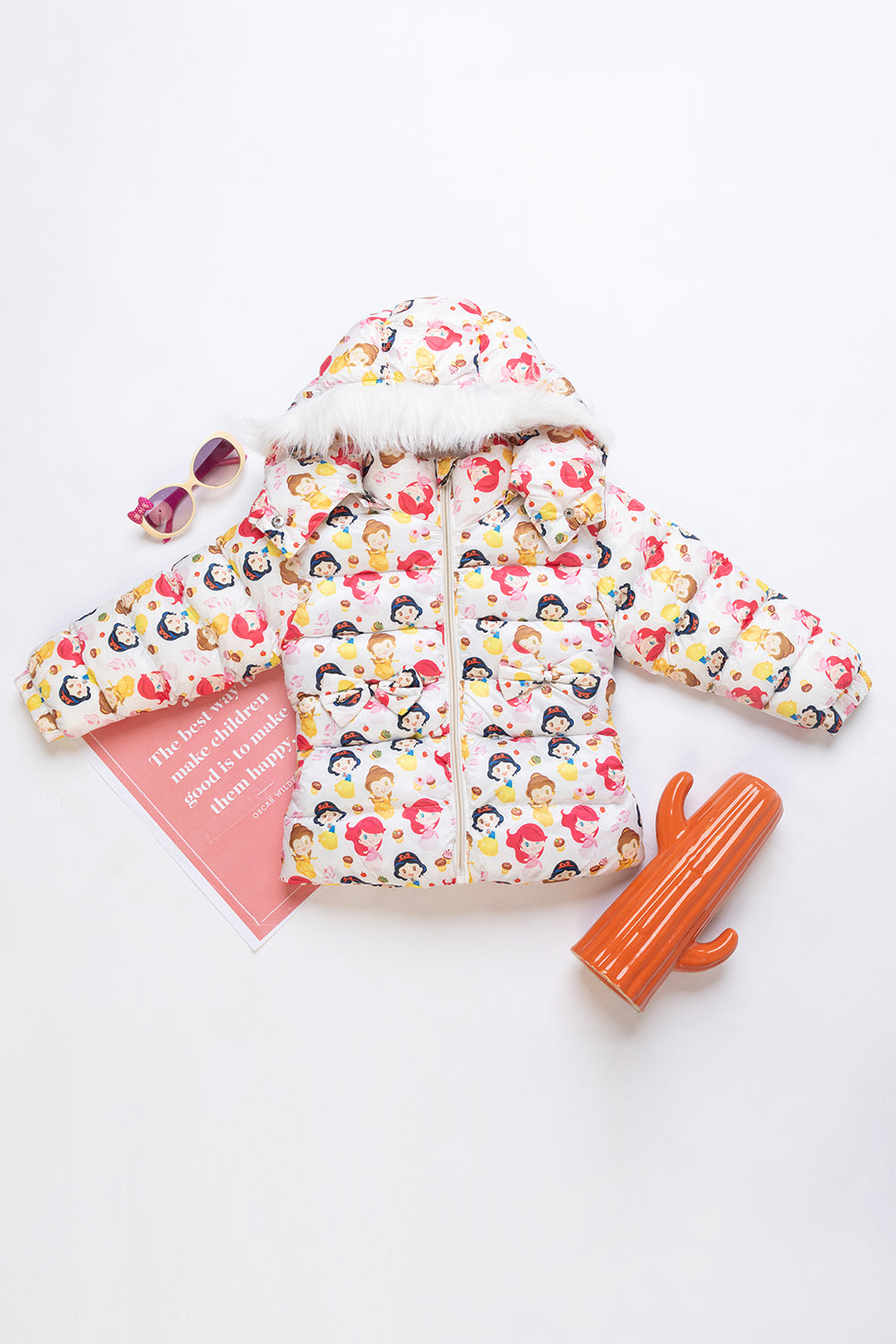 SnowBunny Winter Puffer Jacket with Faux-Fur Hood for baby girls