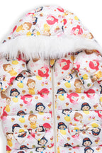 SnowBunny Winter Puffer Jacket with Faux-Fur Hood for baby girls