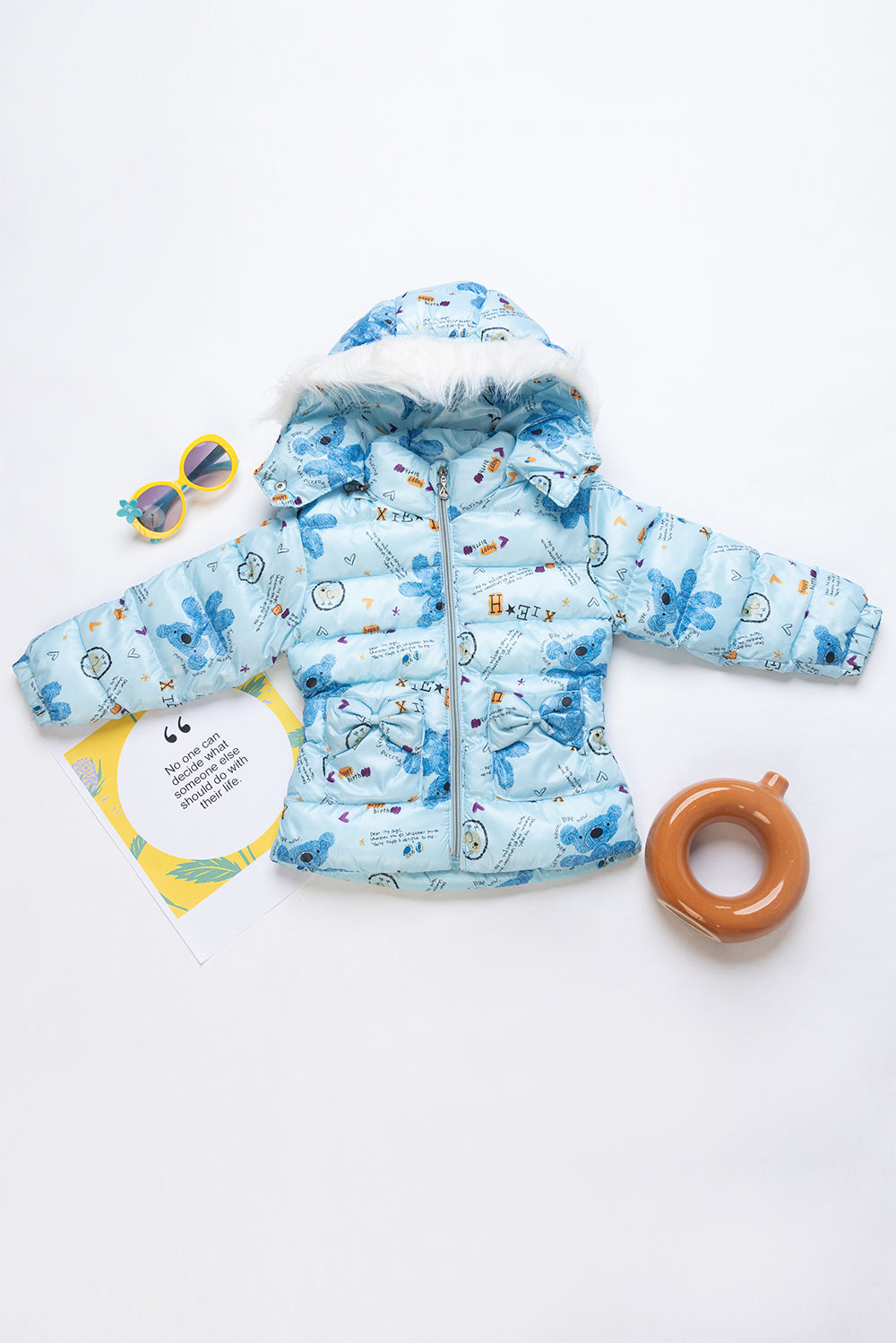 SnowBunny Winter Puffer Jacket with Faux-Fur Hood for baby girls
