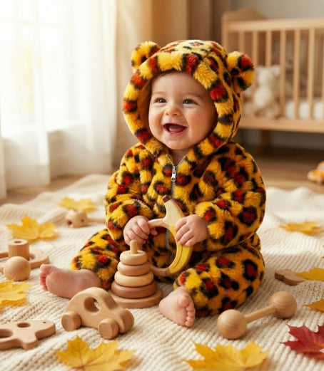 Baby Plush Animal Hooded Romper