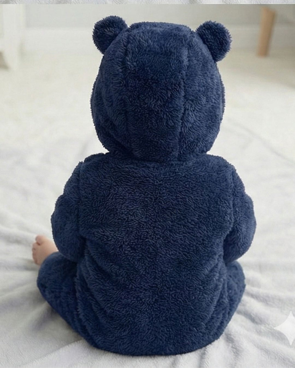 BabyZone Cozy Bear Hooded Plush Baby Romper