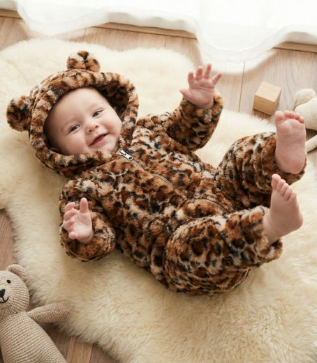 Baby Plush Animal Hooded Romper