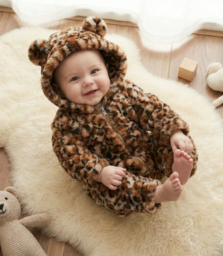 Baby Plush Animal Hooded Romper