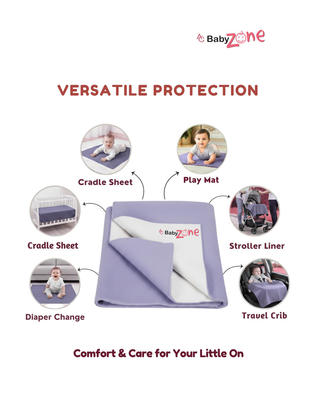 BabyZone Dry Sheet ( Pack Of 2 ) – Waterproof, Soft Cotton, Reusable