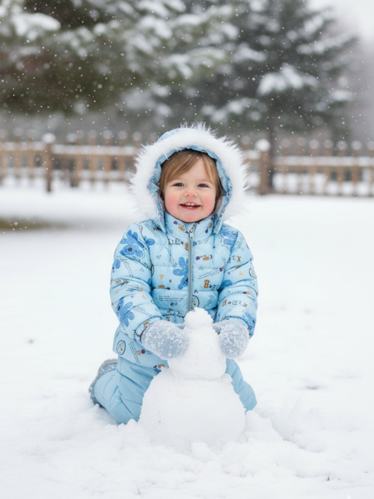 SnowBunny Winter Puffer Jacket with Faux-Fur Hood for baby girls