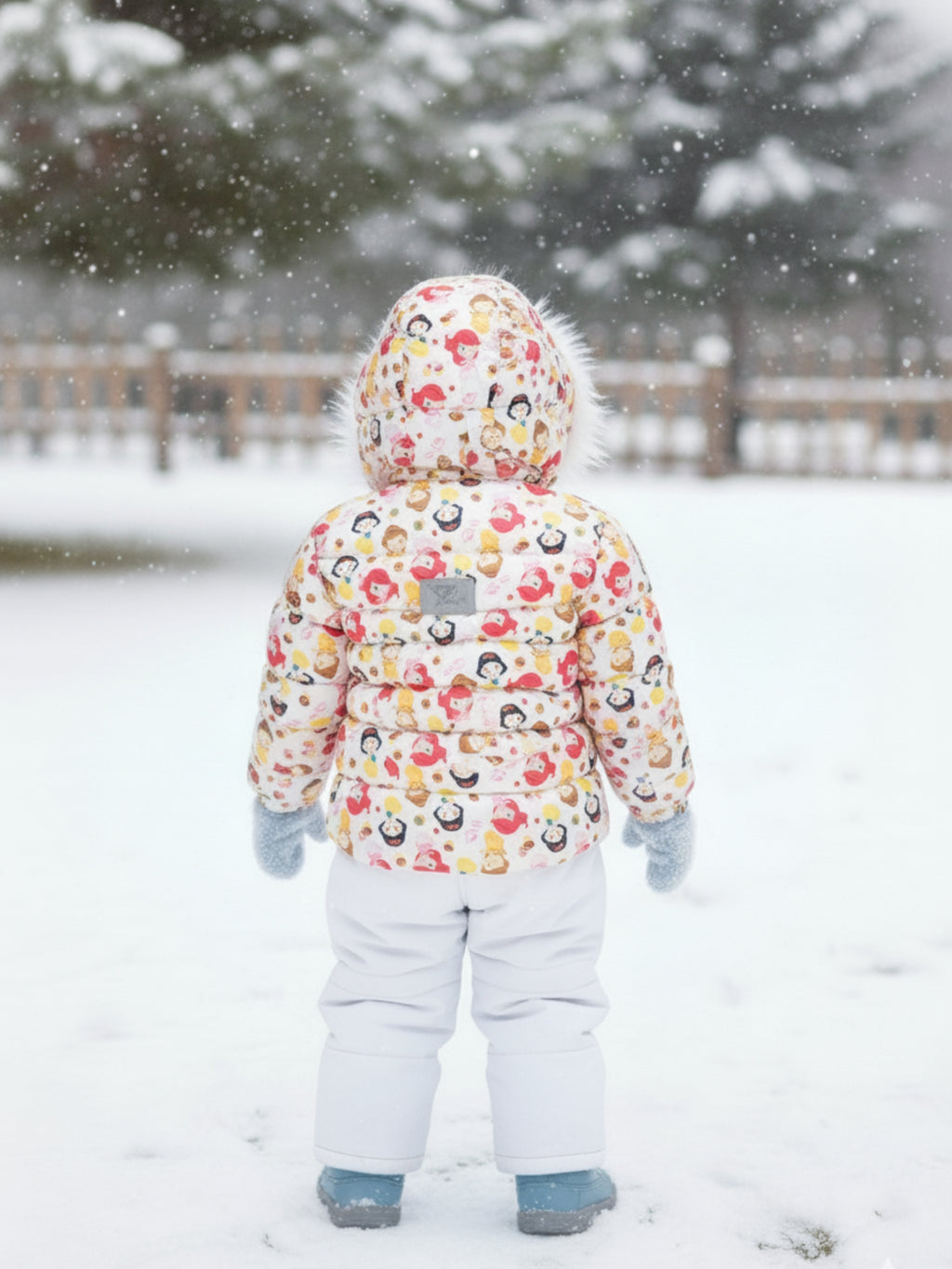 SnowBunny Winter Puffer Jacket with Faux-Fur Hood for baby girls