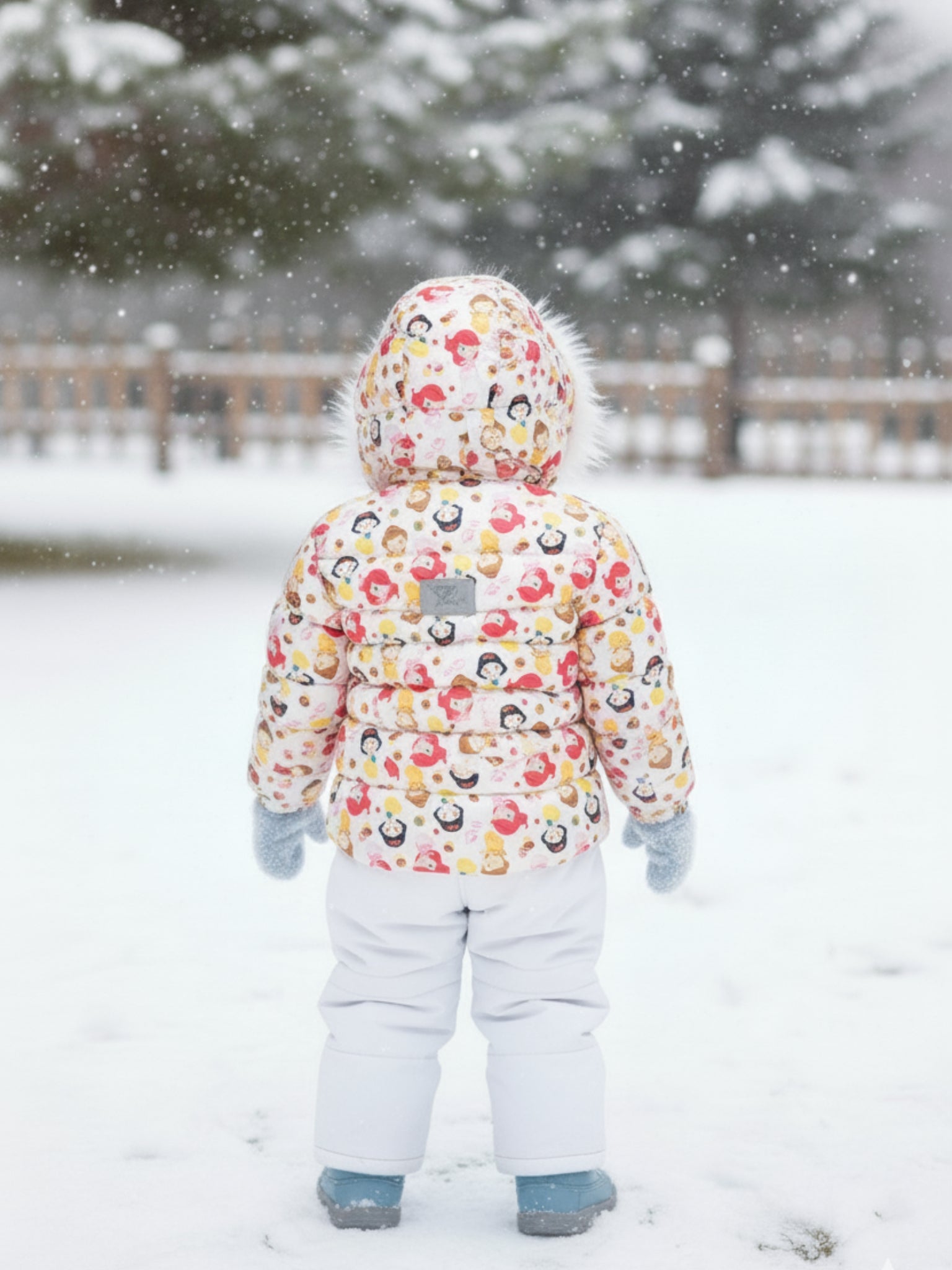 SnowBunny Winter Puffer Jacket with Faux-Fur Hood for baby girls