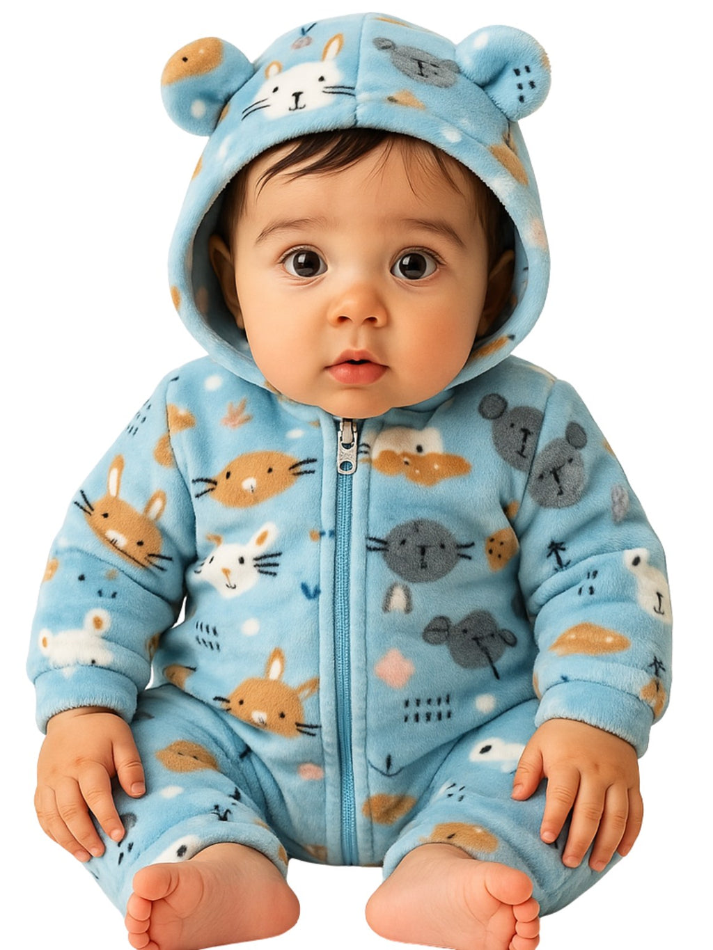 Zipper Cozy Romper - Cat Print