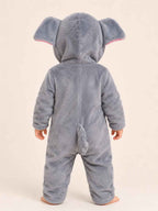 Warm & Cozy Elephant Hooded Plush Baby Romper