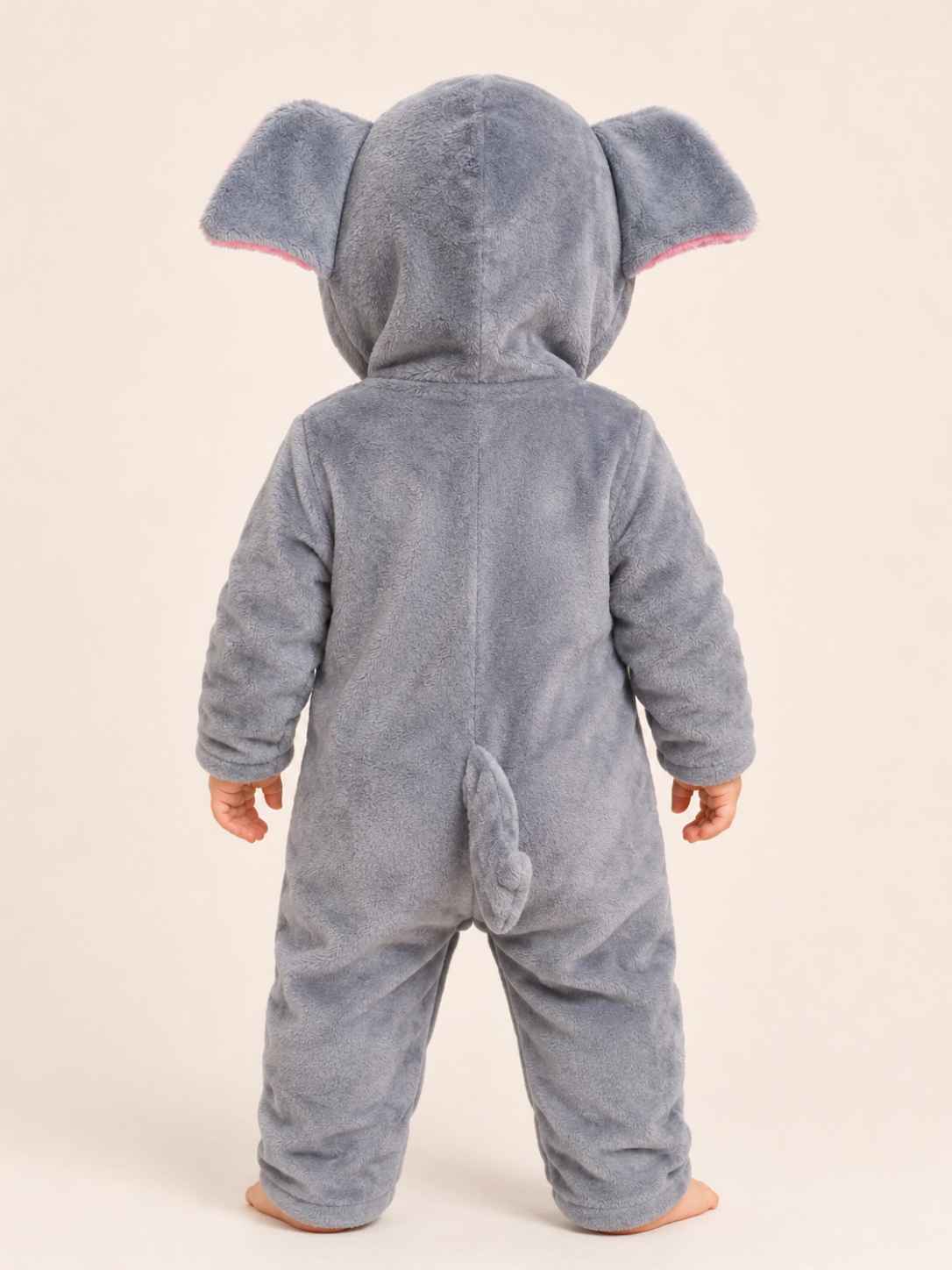 Warm & Cozy Elephant Hooded Plush Baby Romper