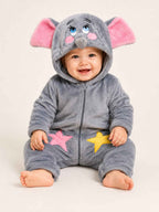 Warm & Cozy Elephant Hooded Plush Baby Romper
