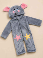 Warm & Cozy Elephant Hooded Plush Baby Romper