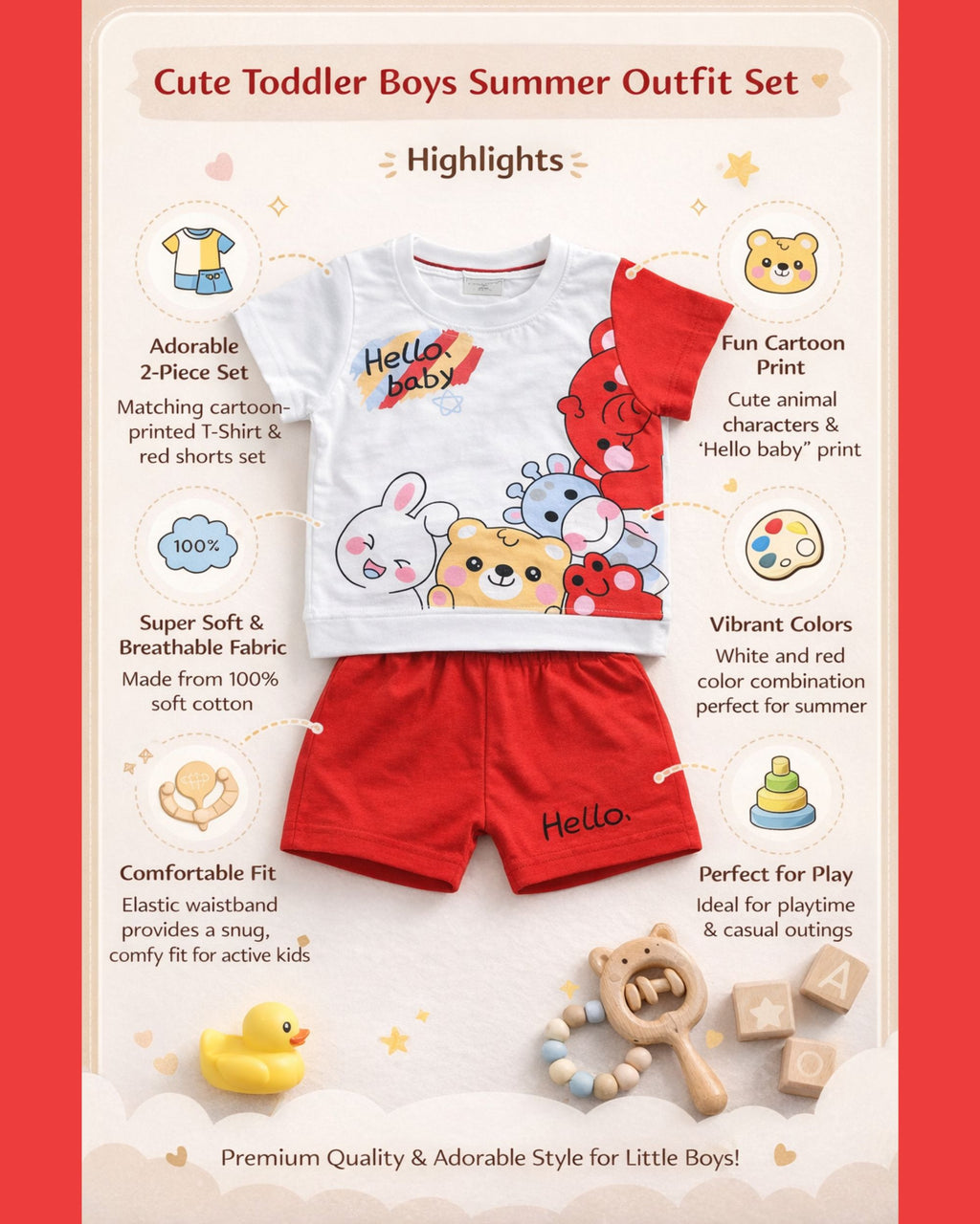 Baby Soft Cotton Baby Wear T-Shirt & Shorts Set