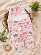 Soft Plush Hooded Printed Swaddle for Newborns