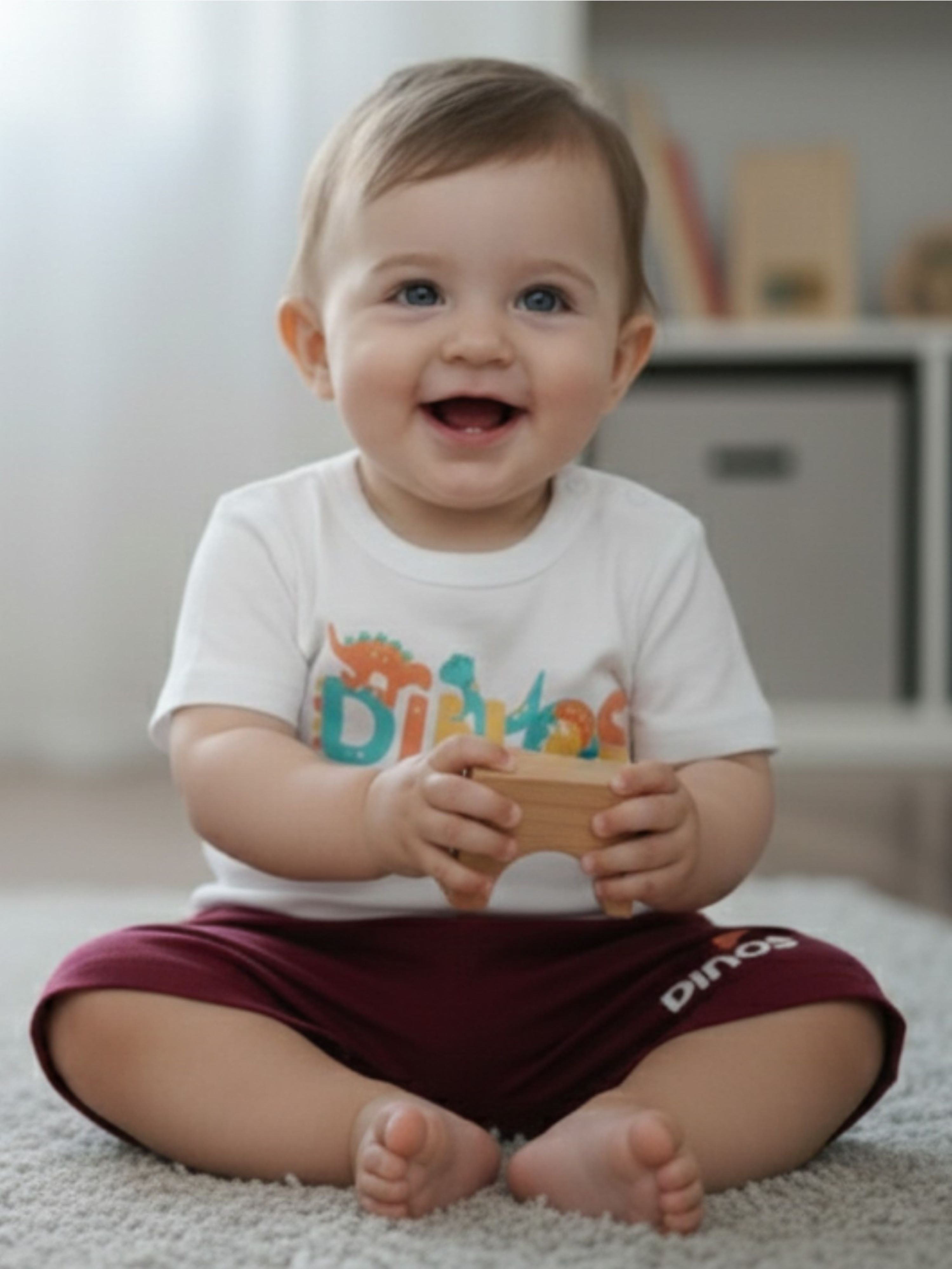 Baby Dinos Print Cotton Set (T-Shirt & Shorts) – Soft Summer Outfit