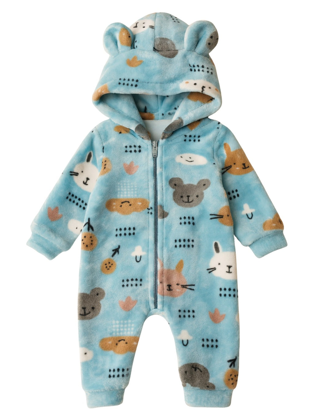 Zipper Cozy Romper - Cat Print