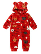 Zipper Cozy Romper - Cat Print