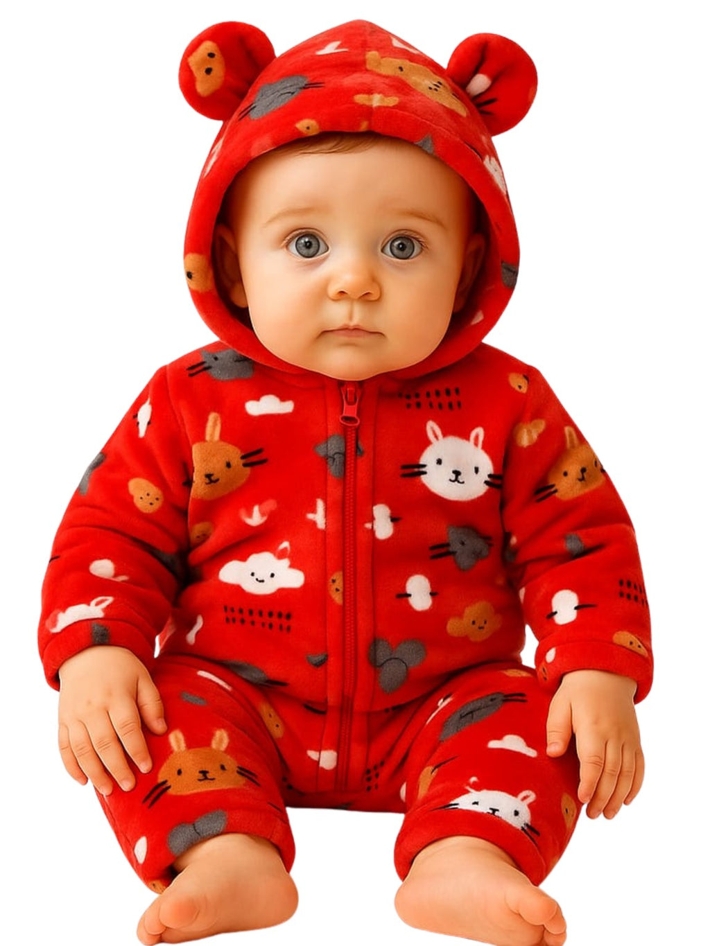 Zipper Cozy Romper - Cat Print