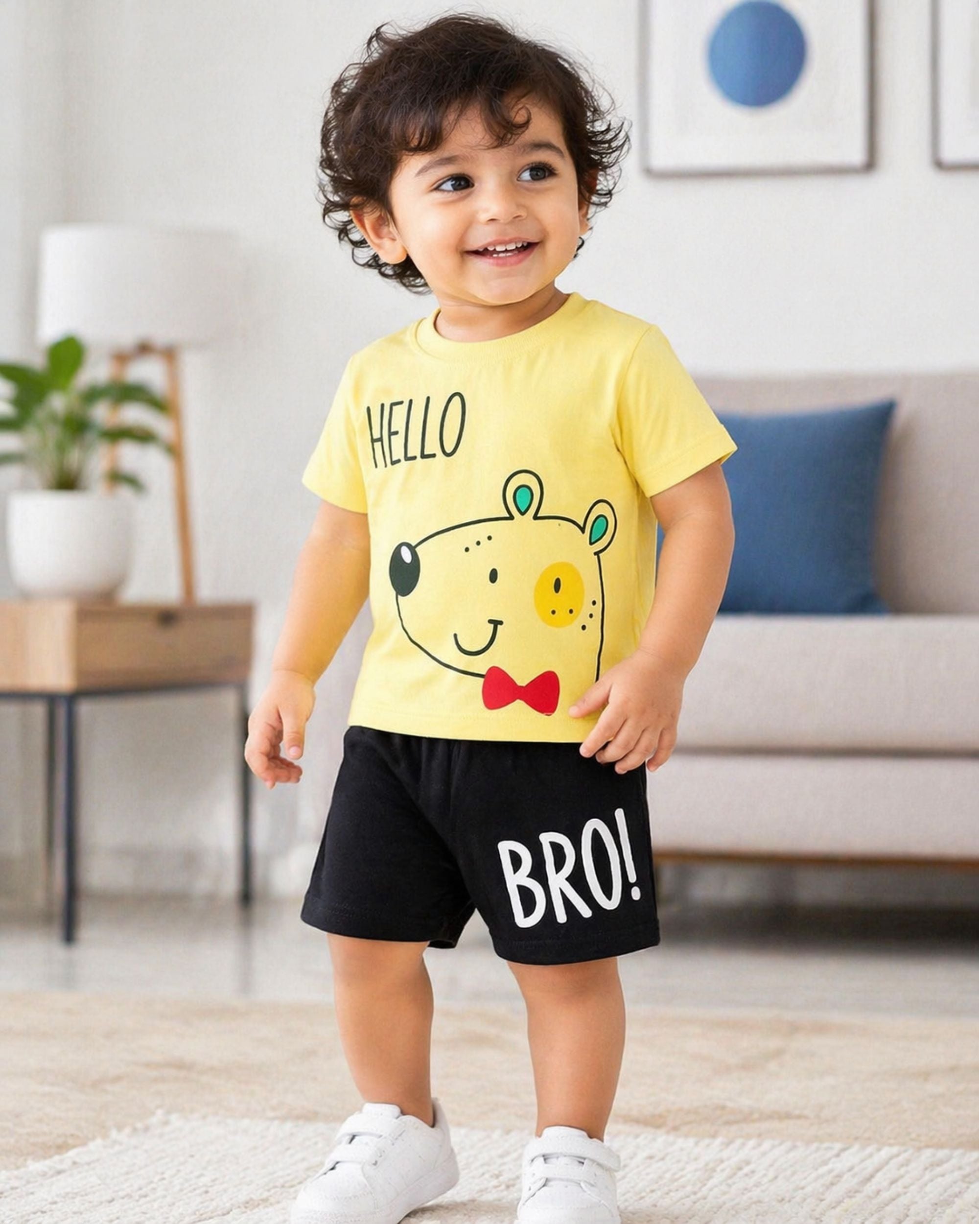 Soft Cotton Bear Printed Baby Wear T-Shirt & Shorts Set