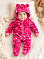 Zipper Cozy Romper - Heart Print