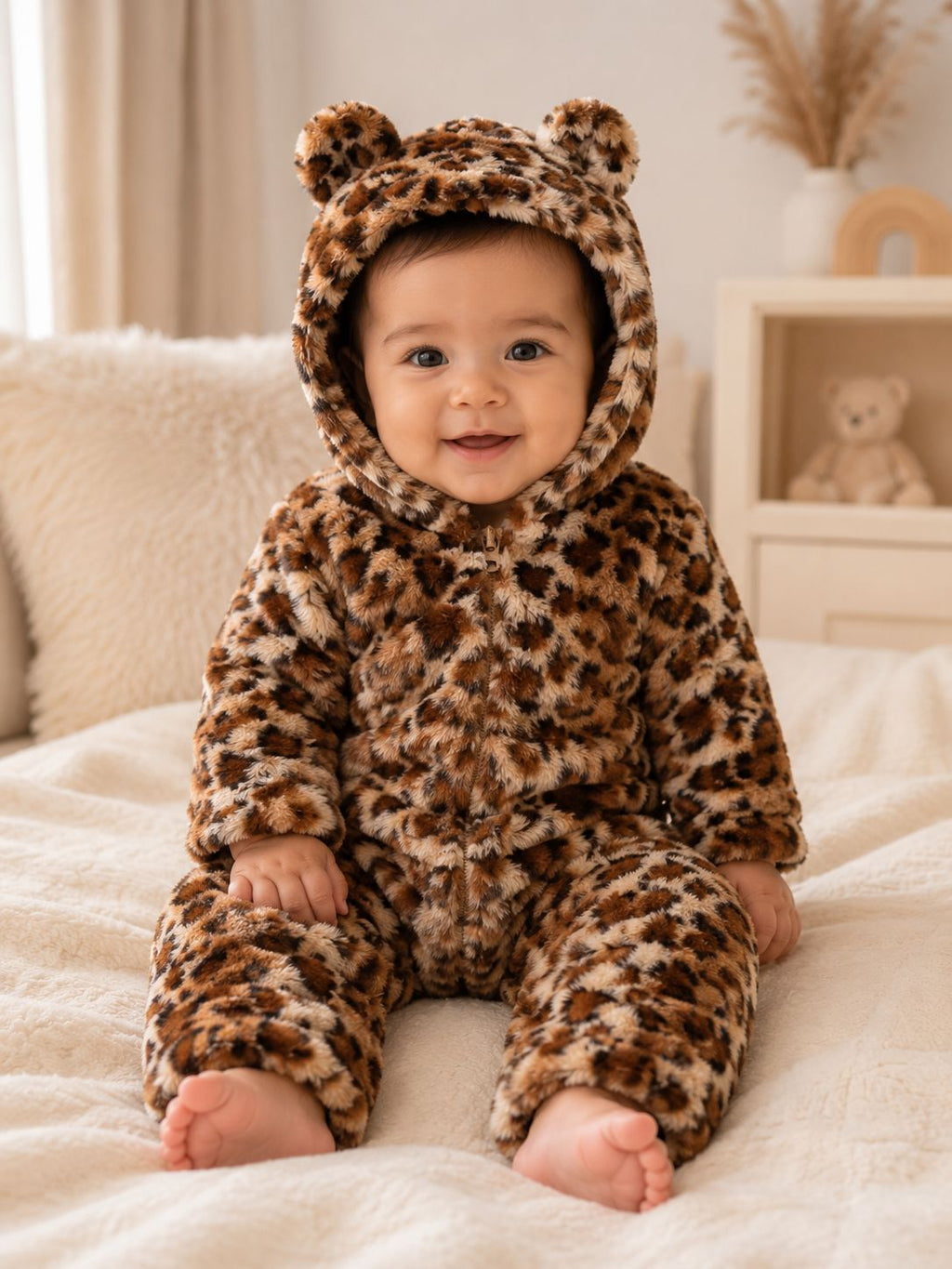 Baby Plush Animal Hooded Romper