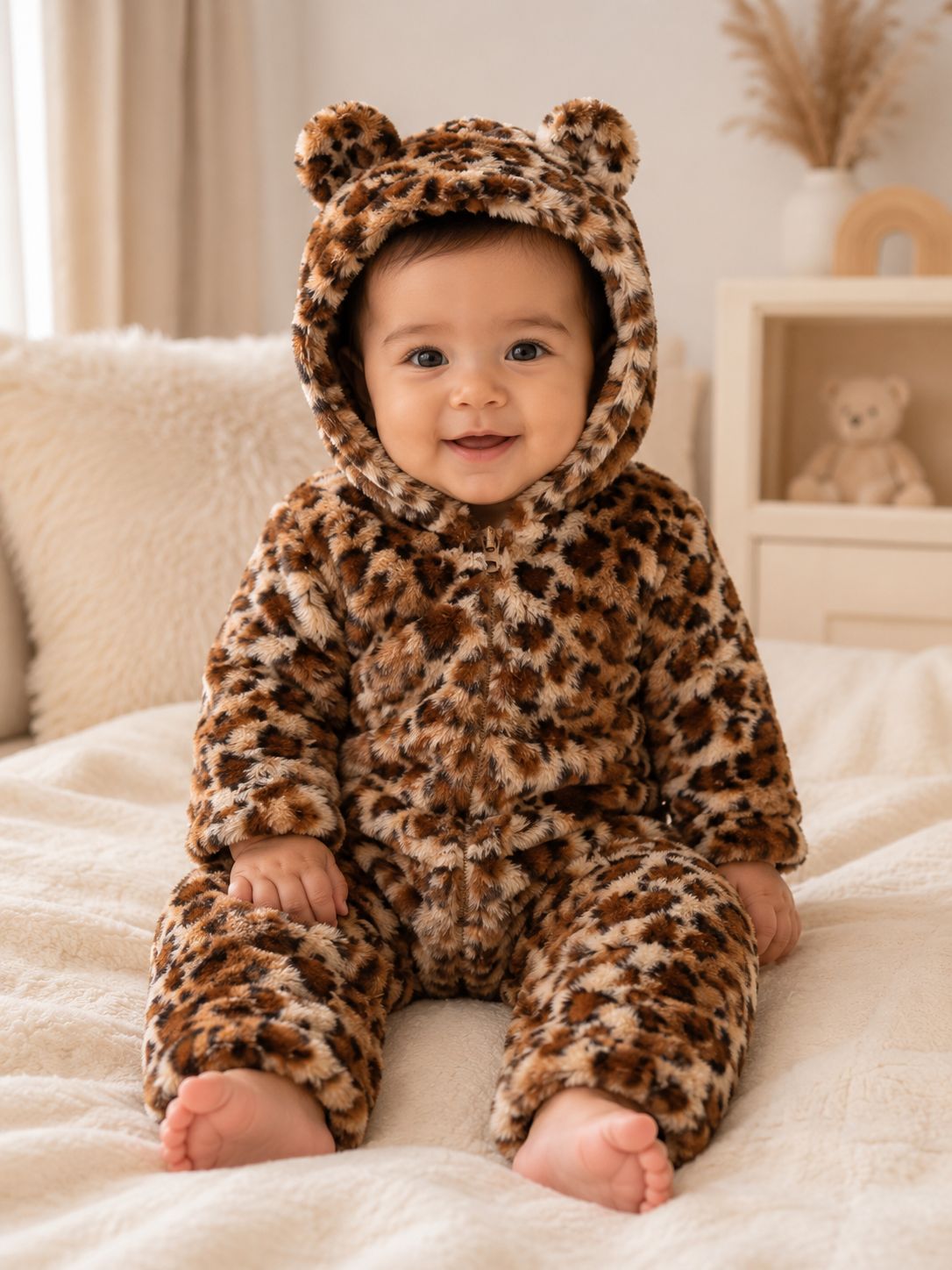 Baby Plush Animal Hooded Romper