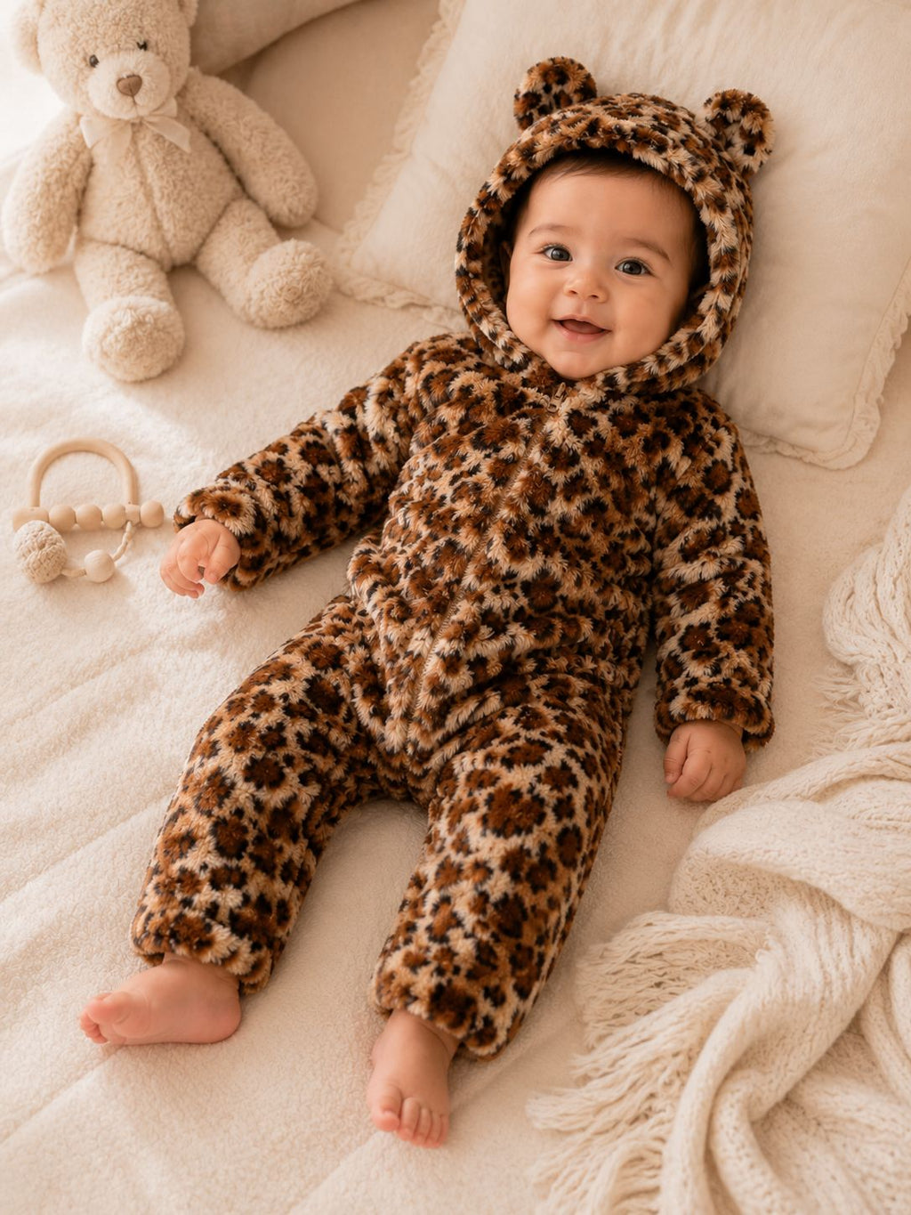 Baby Plush Animal Hooded Romper