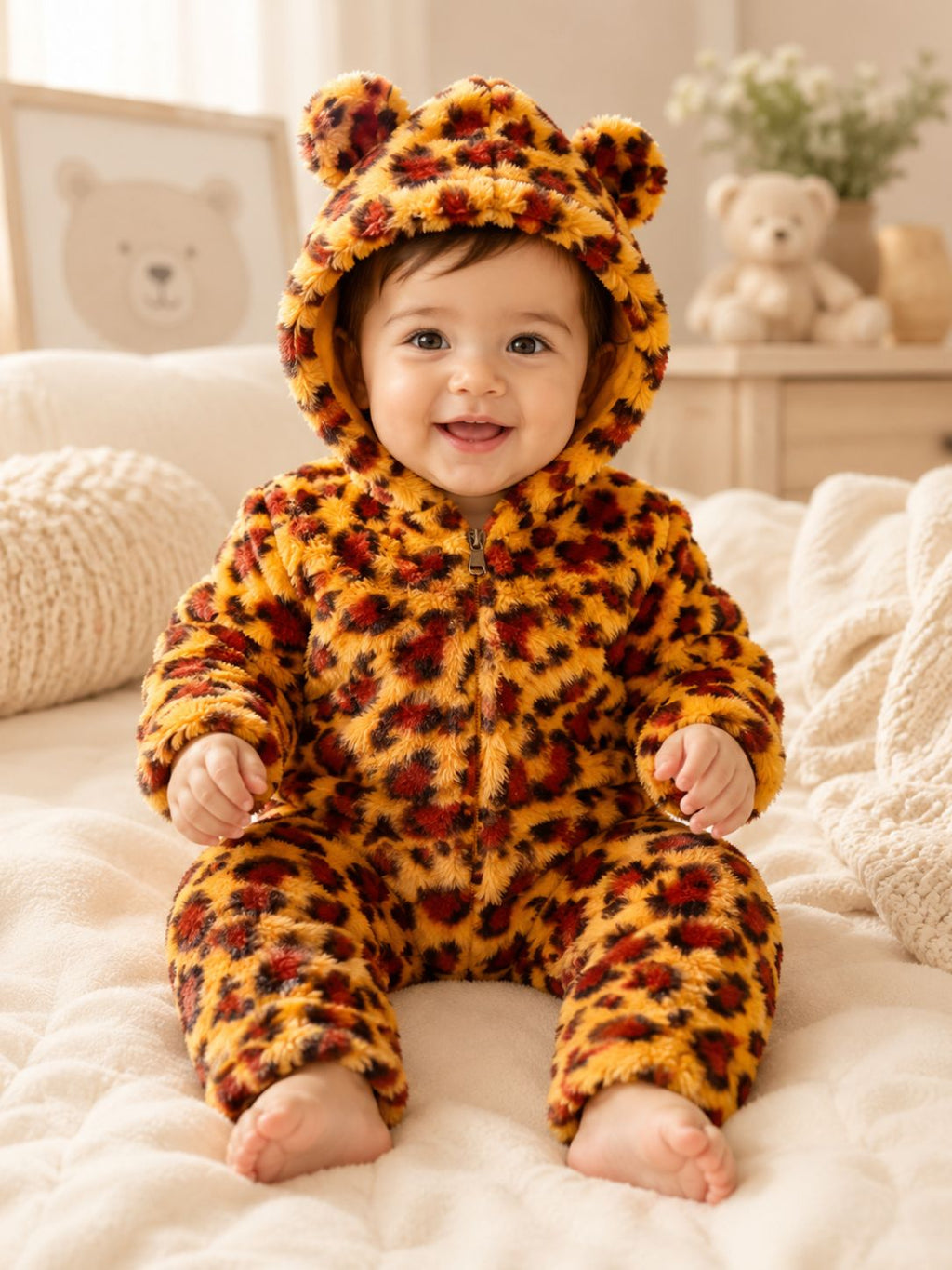 Baby Plush Animal Hooded Romper