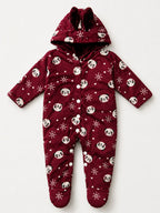 Panda Print Hooded Baby Winter Romper