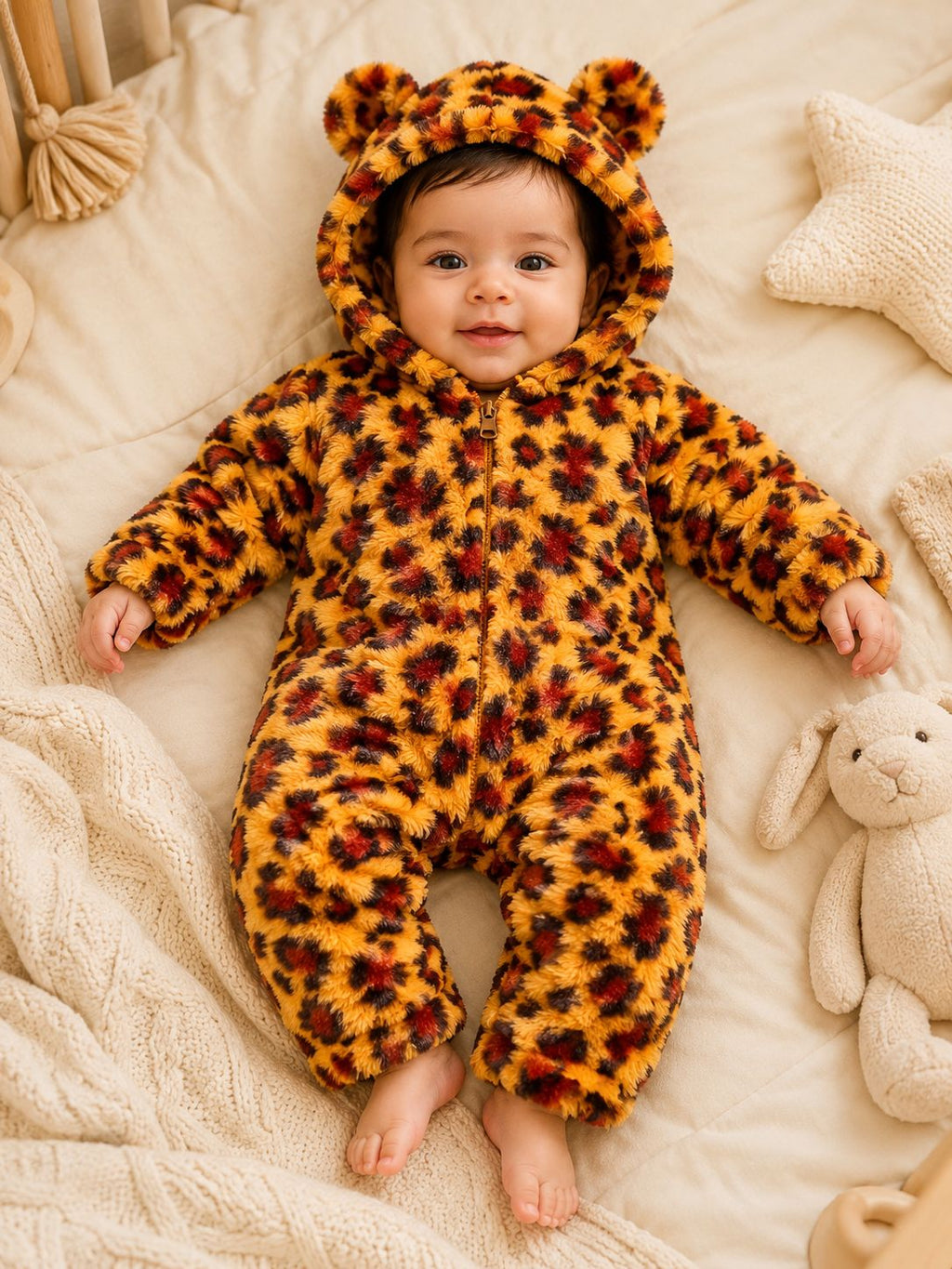 Baby Plush Animal Hooded Romper
