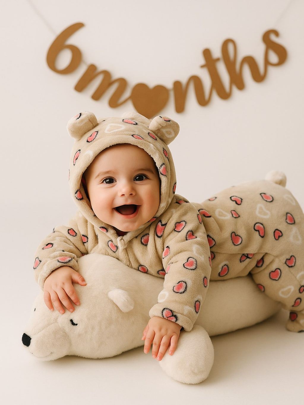 Zipper Cozy Romper - Heart Print