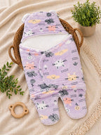 Soft Plush Hooded Printed Swaddle for Newborns