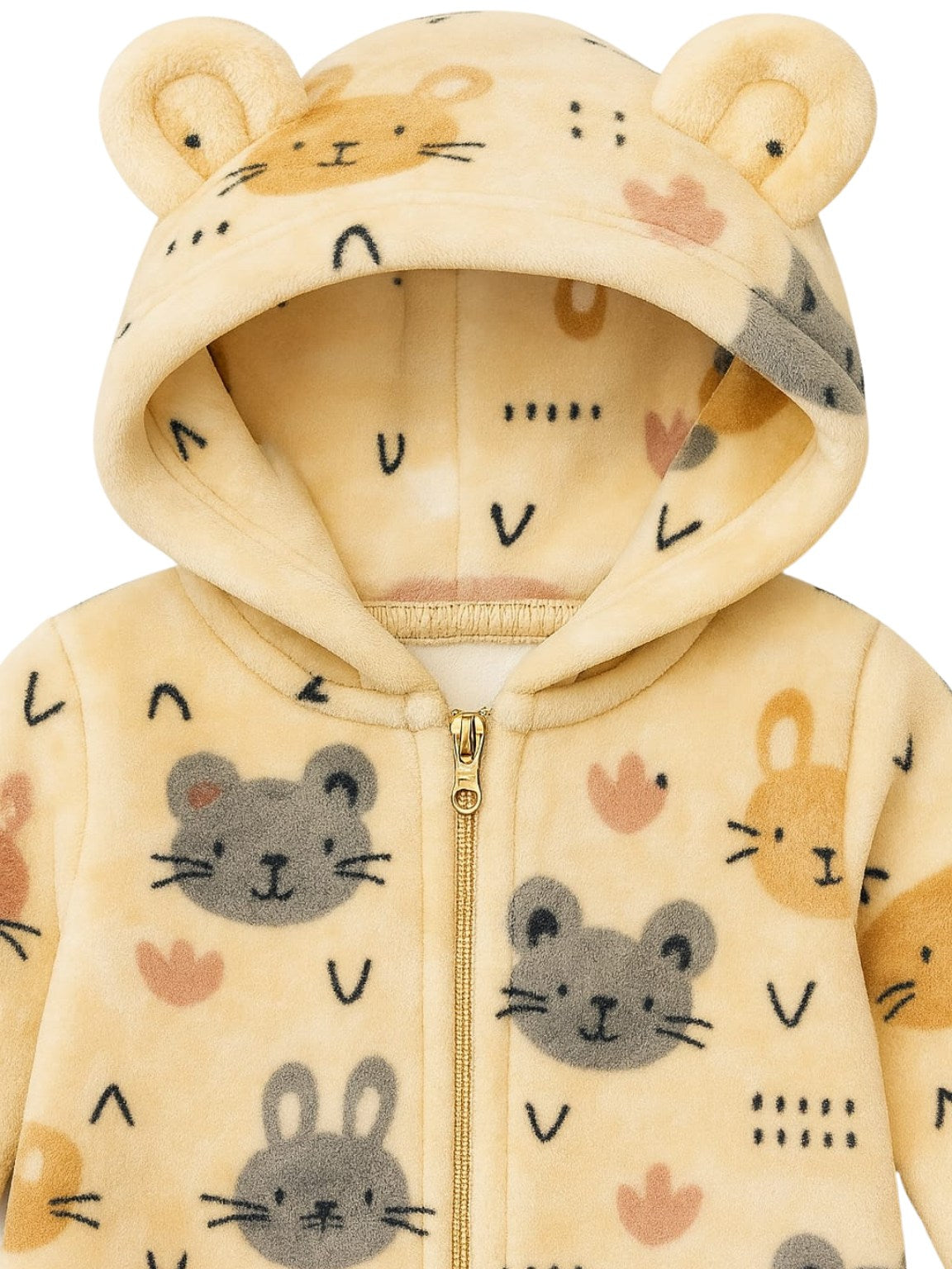 Zipper Cozy Romper - Cat Print