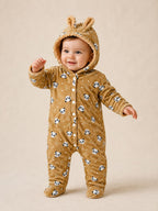 Panda Print Hooded Baby Winter Romper