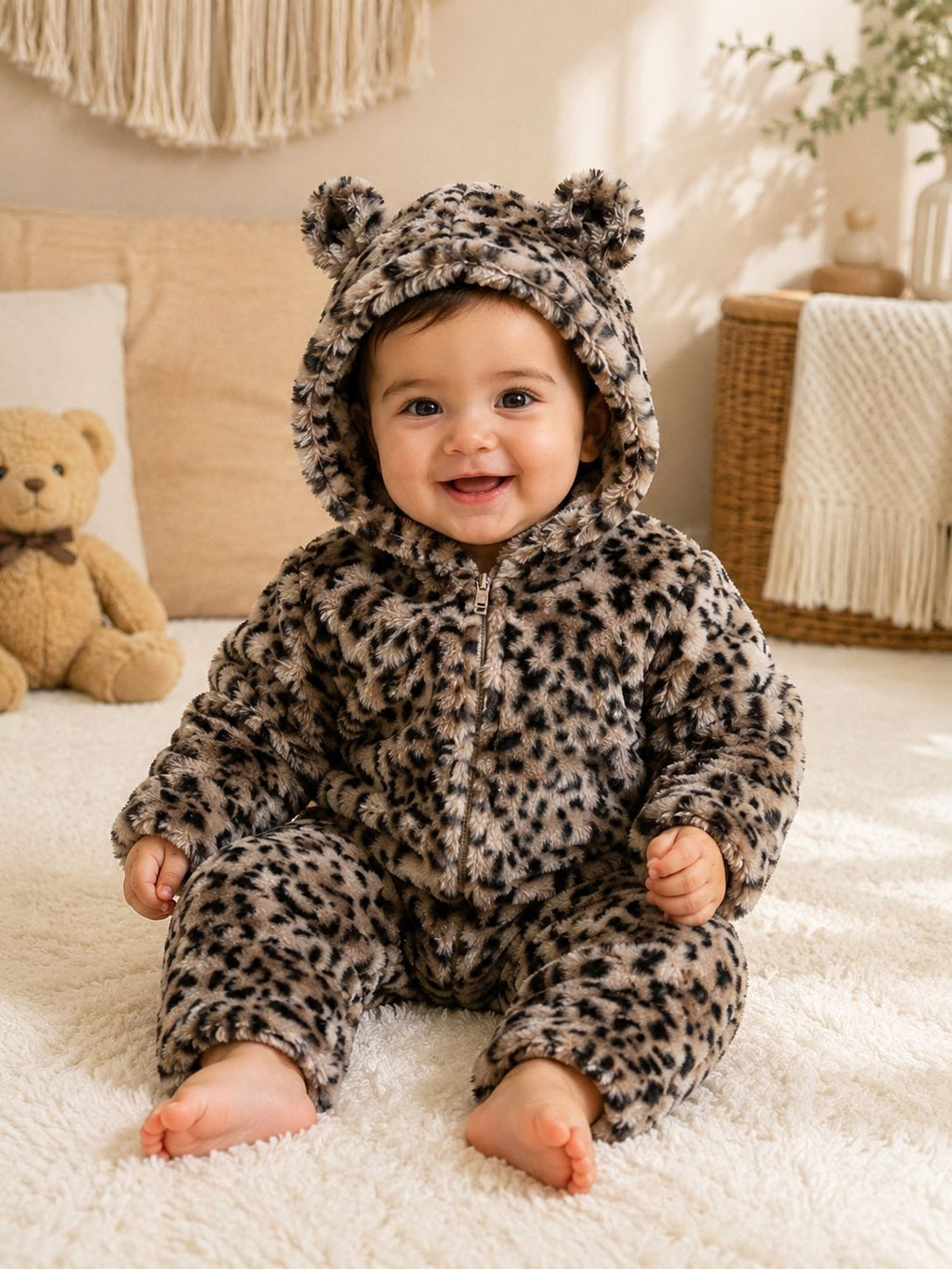 Baby Plush Animal Hooded Romper