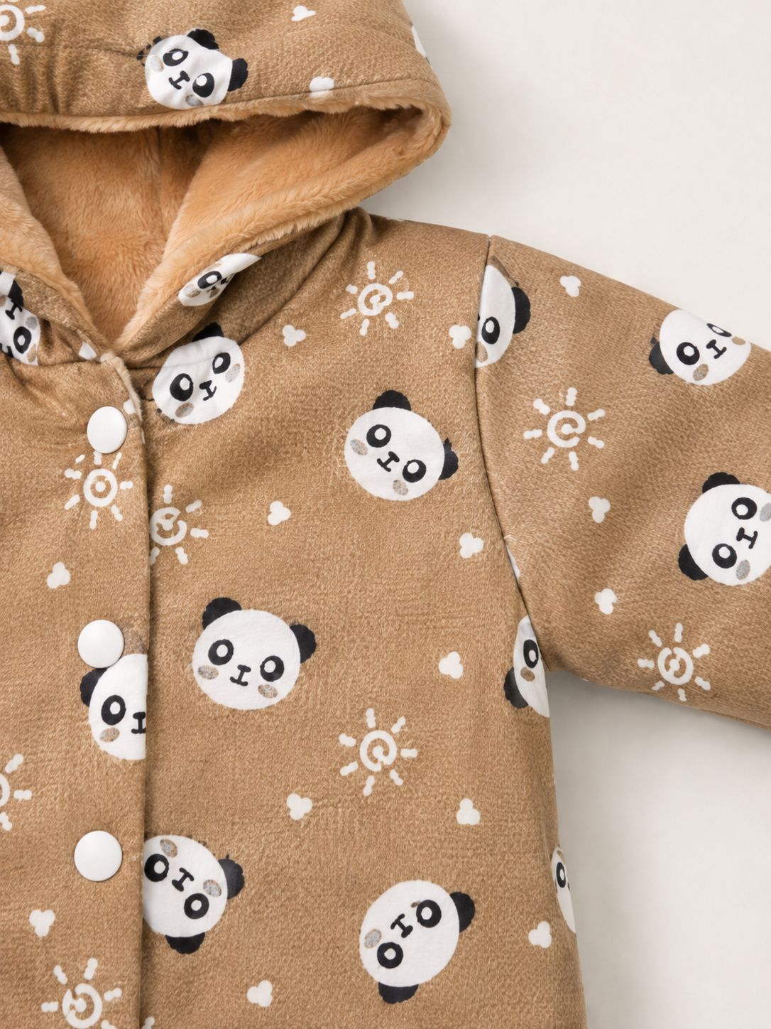Panda Print Hooded Baby Winter Romper