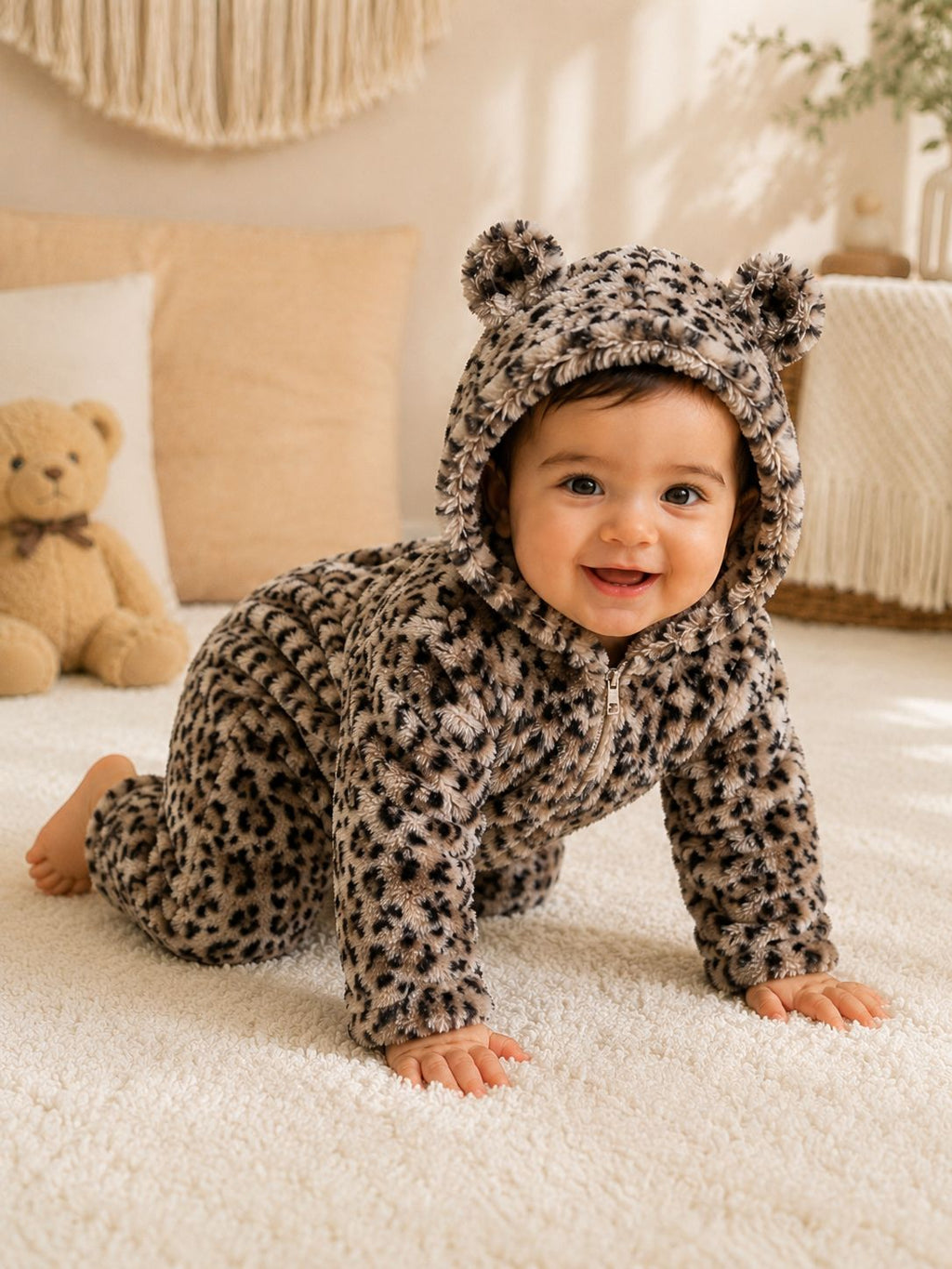 Baby Plush Animal Hooded Romper