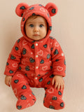 Zipper Cozy Romper - Heart Print