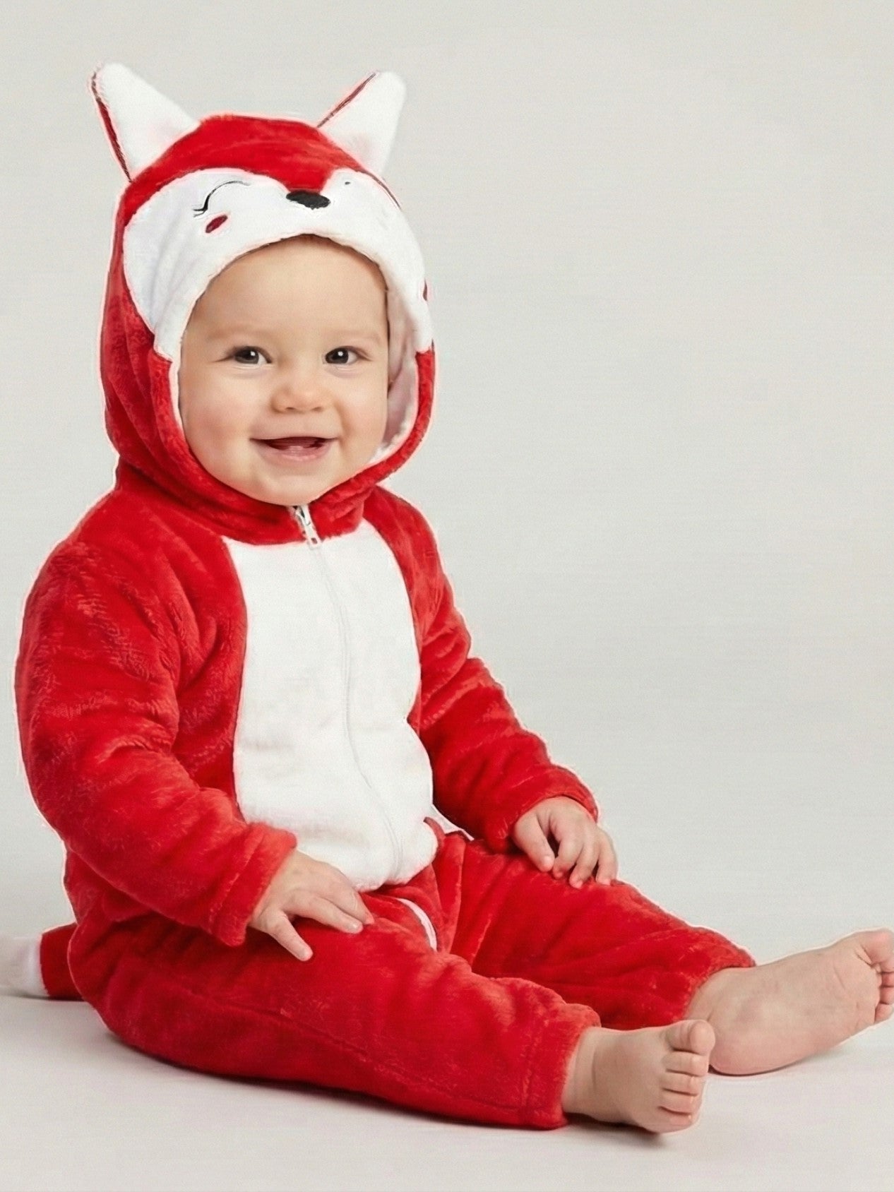 Little Fox Plush Hooded Baby Romper