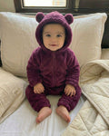 BabyZone Cozy Bear Hooded Plush Baby Romper