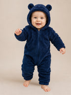 BabyZone Cozy Bear Hooded Plush Baby Romper