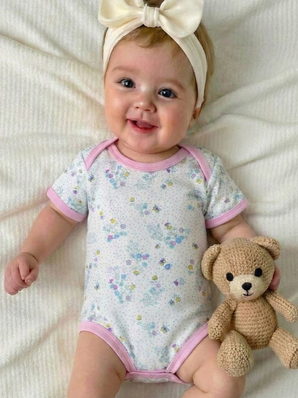 Kucci Short-sleeve, Printed and Plain Cotton Rompers Pack of 3(Pink)