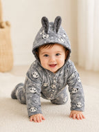 Panda Print Hooded Baby Winter Romper