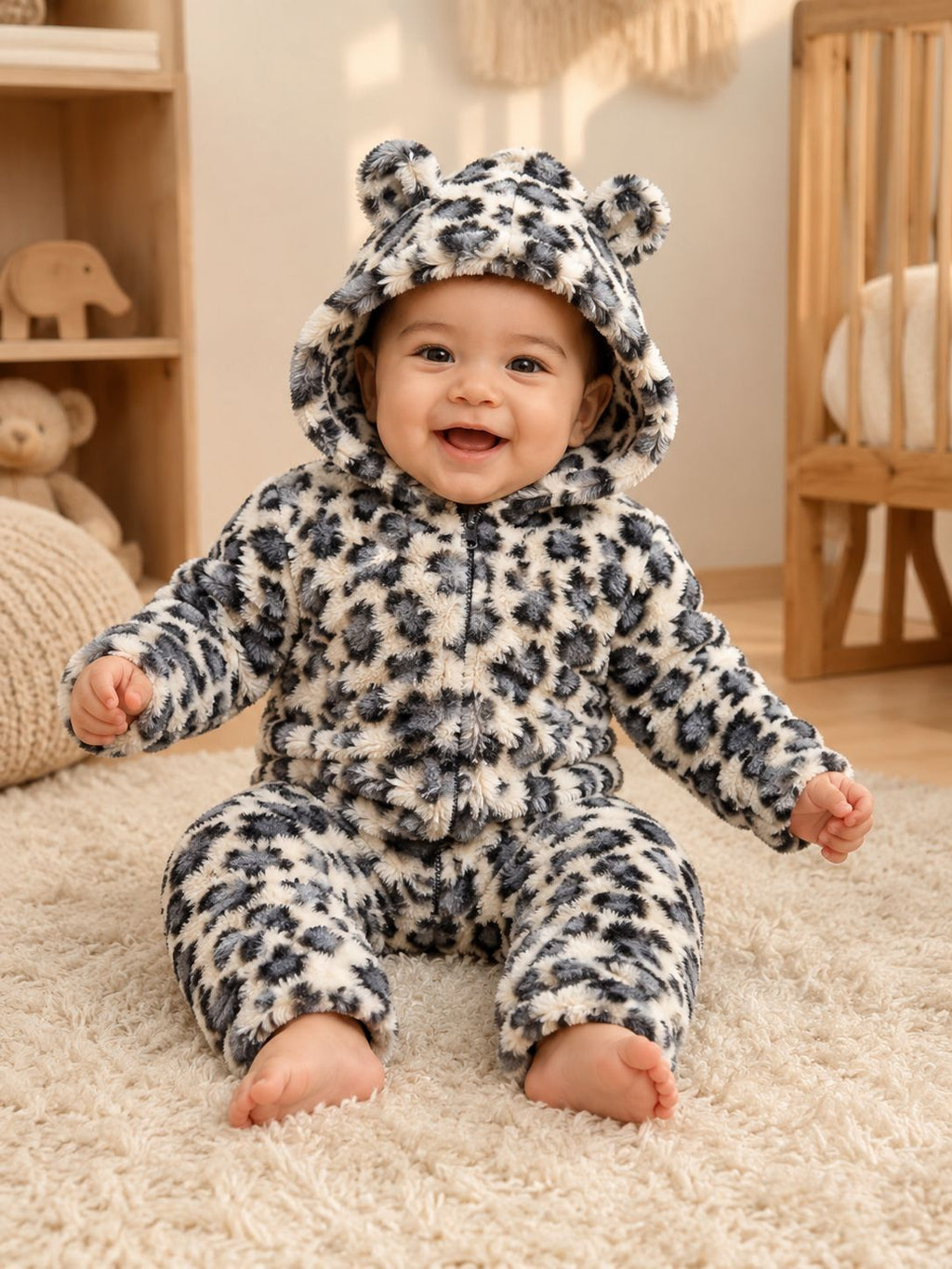 Baby Plush Animal Hooded Romper