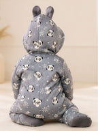 Panda Print Hooded Baby Winter Romper