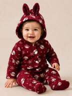 Panda Print Hooded Baby Winter Romper