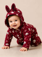 Panda Print Hooded Baby Winter Romper