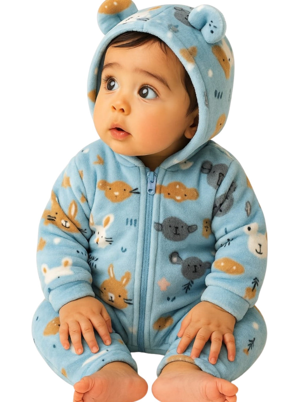 Zipper Cozy Romper - Cat Print