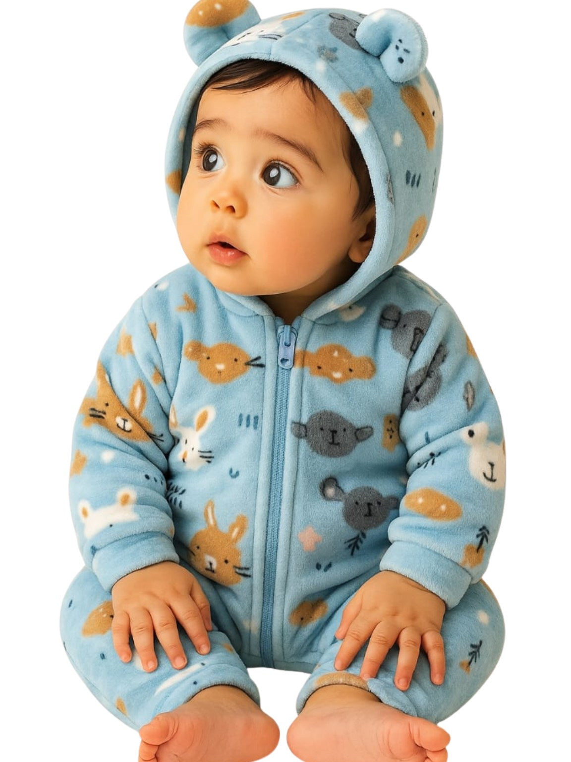 Zipper Cozy Romper - Cat Print